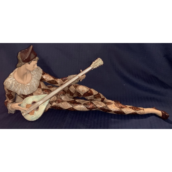 LLADRO 'Harlequin' Playing a Lute; Signed By: Antonio Ramos & P. Perez, No. 82 -  26W, 8D, 12T