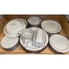 Image 1 : Beautiful Stonewear Dish Set - For 6 - Distressed Metal Patina Look - Stunning !!