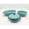 Image 3 : Three Blue Glazed Ceramic Bakeware