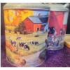 Image 2 : Classic Economy Washboard with 2 Farm Scene Metal Tins - Great For Clever Storage Ideas