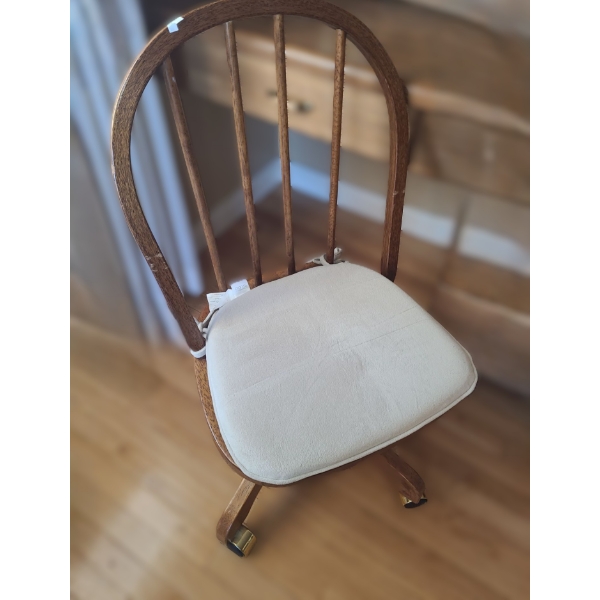 Wood Office Chair w/ Casters 18 W, 24 D, 35 T 