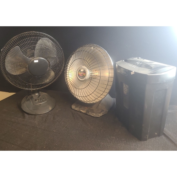 Table Fan, Presto Heater Dish, Paper Shredder