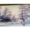 Image 2 : Framed Lithograph of the Painting "Serene Forest & Lake Scene" by James Mastic ( 53 H x 28 W )