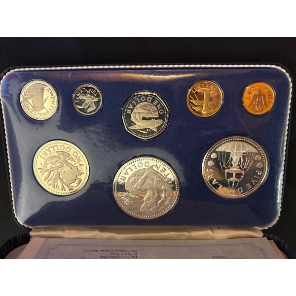 1973 Barbados 8-Coin Proof Set Contains 2.0709 oz of Silver. 