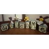 Image 3 : Wooden Back Door Bench w/ Mini Decor Bench  Welcome Blocks & African Elephant Walking Stick 
