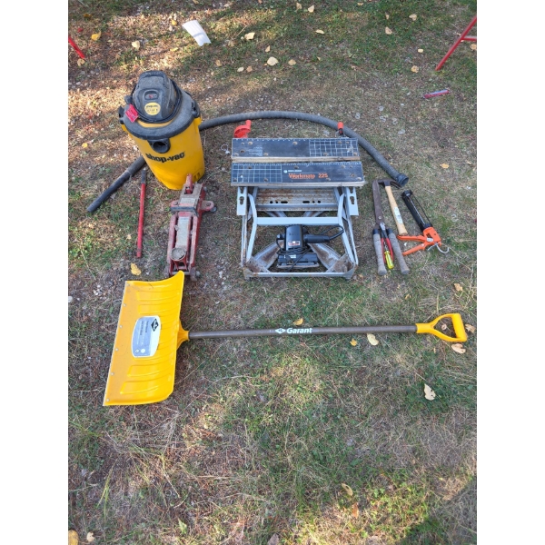 Shop Tools: Vacuum, Jack, Work Table
