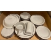 Image 2 : Beautiful Stonewear Dish Set - For 6 - Distressed Metal Patina Look - Stunning !!