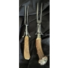 Image 2 : 4 Piece Carving Set Made By Anton Wingen Jr. Featuring Stag Horn Handles (Deer Antlers)
