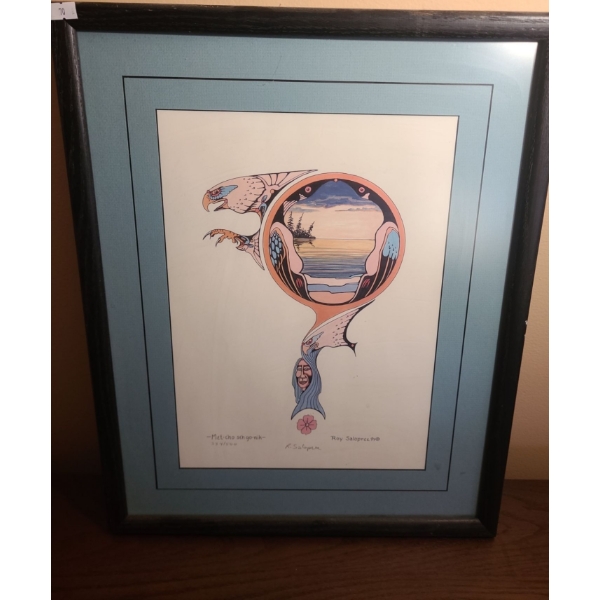 Numbered Print 334/500 "Met-Cho Sehgo-Nih" -Artist Roy Salopree, Framed Under Glass 16 X 20