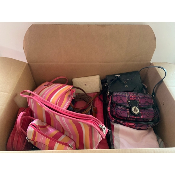 Lot of Purses, Make Up Bags, Belts and more