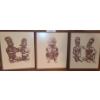 Image 1 : Set of 3 Mesoamerican Indigenous Pictures 15 w, 18 h