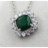 Image 2 : 3.7 ct Certified Silver Emerald gemstone Pendant with chain ($4,224 Appraisal)
