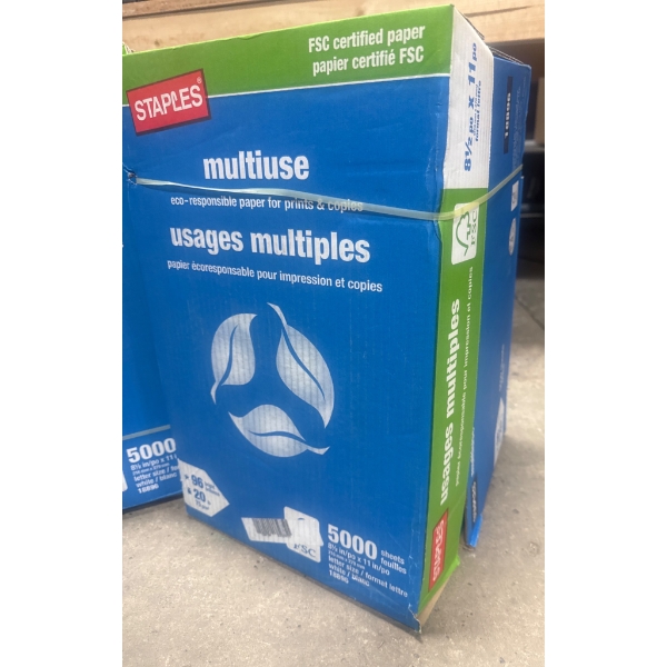 Four Boxes of Staples Multiuse Printer Paper, 8 1/2 x 11 Inches