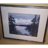 Image 1 : Lake View Under Blue Sky, Artist: Illegible, 21 X 17 Framed Under Glass 