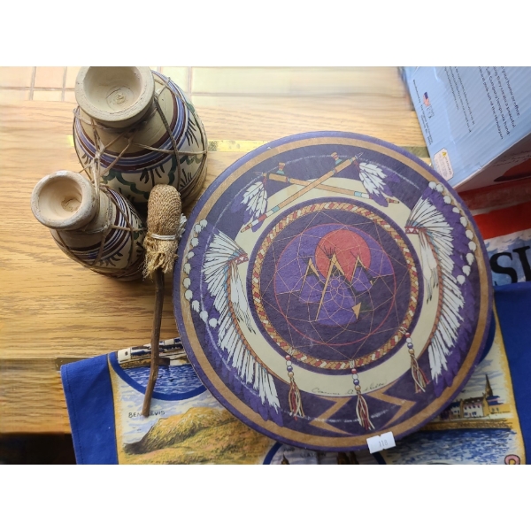 Assorted Decor: Drum 11" Diameter, Tallest Vase 6 T, Salt Lamp and More!