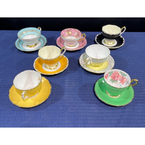 Collection of Teacups and Saucers - Paragon, Royal Albert, Delphine, and more