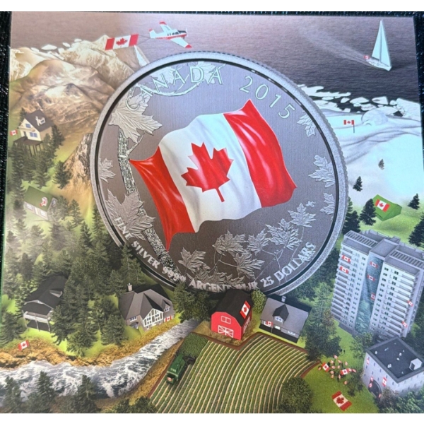 2015 $25 Canada Flag Fine Silver Coin 7.96 Grams