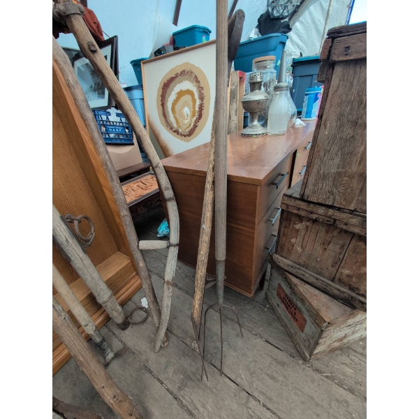 Vintage Wooden and Metal Farm Tools