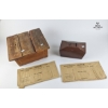 Image 2 :  Rustic French Wooden Stool 1900s , Mahogany BOX  , Old  Envelope From Department of the Provincial 