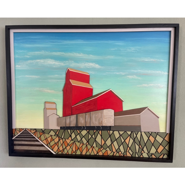 Modern 3D Grain Elevator Art Piece  Handcrafted by Dick Marman  53"w x 45" tall