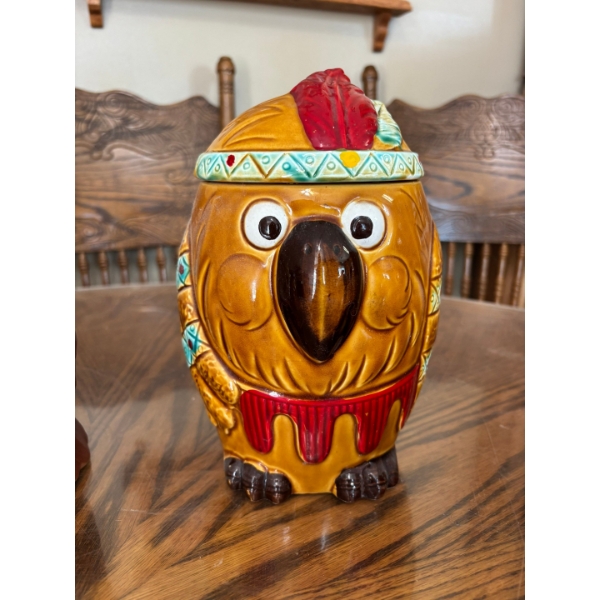 3 Vintage Cookie Jars One’s A Totem Pole, Loaf of Bread & Big Cupcake. All From The 1960s to 70s