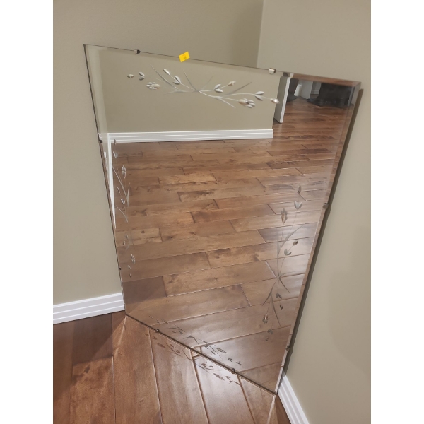 Antique Mirror w/ Etched Design 24 X 36 