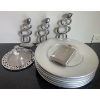 Image 1 : Metal Alloy Vintage Candle Holders, Silver Colored Serving Plates & Butter Dish