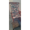 Image 1 : Wooden Rocking Chair 22 W, 28 D, 38 T and Metal Footstool w/ Leaf Upholstery 13.5 X 13.5, 10 T 