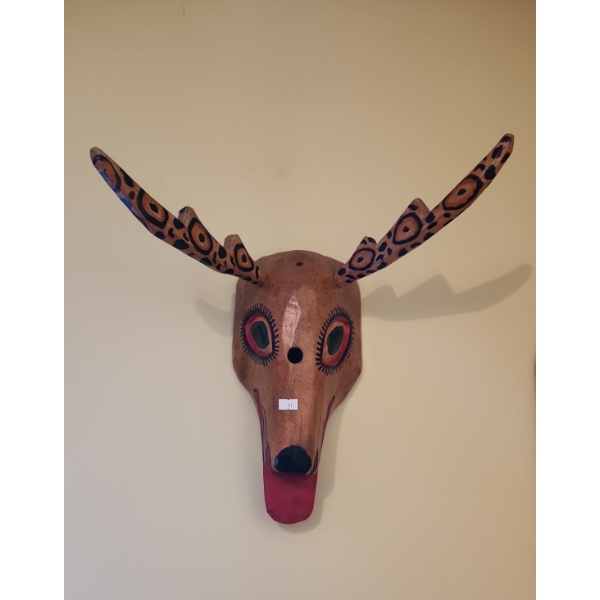 Painted Wooden Deer Mask 16 W, 14 T 