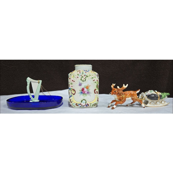 MZ Dresden Porcelain Collection - Reindeer, Decorative Hand Painted Bottle & More 