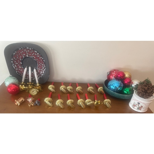 Vintage German Gold Toned Clip On Christmas Tree Candle Holders & more