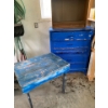 Image 1 : Blue Wood Table - Shelf - Blue Dresser