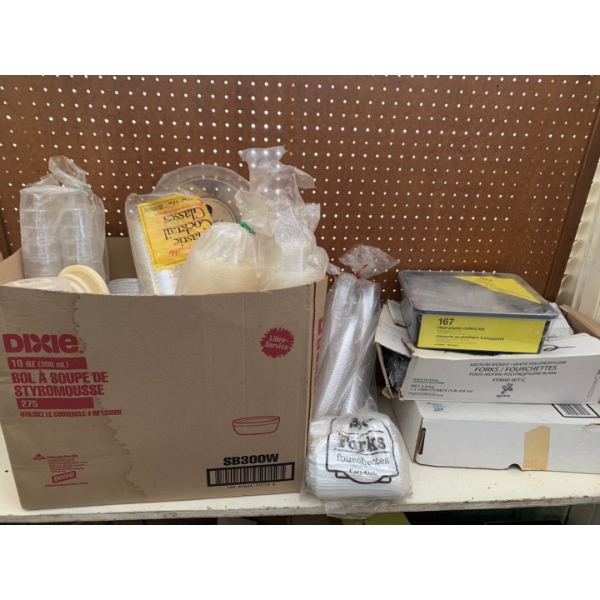 Large Collection of plastic utensils and cups 