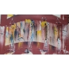 Image 2 : Abstract of Figures Walking w/Supplies, Artist Illegible,  28 x 25  Paint Print on Canvas