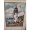 Image 2 :  Framed Under Glass Needlepoint. Lighthouse 16 1/2 w 20 1/2 h