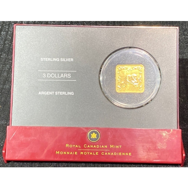 Sterling Silver 24K Gold Plated Square Coin