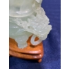 Image 6 : Intricately Craved Jade Incense Container on Wood Stands 3 inch H 