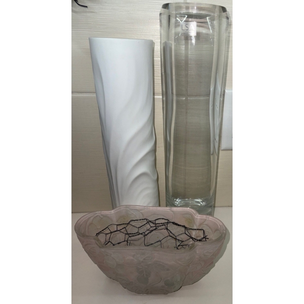 Vintage Vessels - Beautiful Bisque Textured Vase 17"Tall w/ Large Optic Cylinder Vase & more