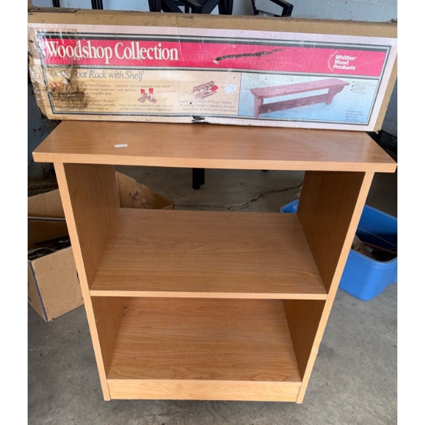 Small Shop Shelf on Wheels w/Coat Rack Wall Shelf