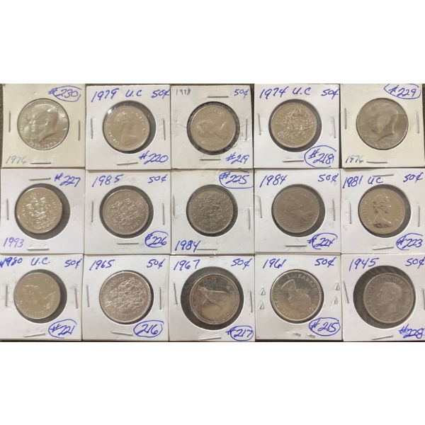 Collection of Canadian Half Dollars