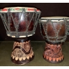 Image 2 : Tribal Hand Carved Leather  Bongo Drum Set 