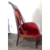 Image 2 : Victorian Upholstered Parlor Chair - Empire Style Mahogany w/ Plush Red Velvet 22x24x38 (2)