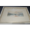Image 1 : Watercolor of Mountains and Lake, Signed (Illegible) 23 X 15 Framed Under Glass