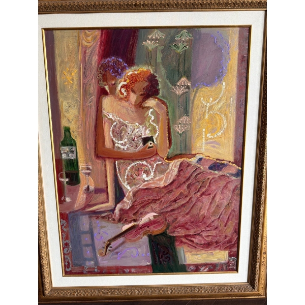 Mahmoud Sabzi's Hand Embellished Acrylic On Canvas Titled "Passionate Night"