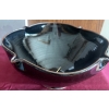 Image 2 : Stoneware Art Glass Bowl w/ Brass Accented Chip Bowl Amber Candy Dish Basket Collection & More