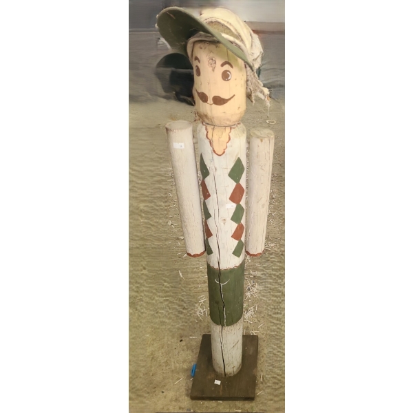 Outdoor Wooden Painted Man Garden Figure 9.5 W, 9.5 D, 49 T