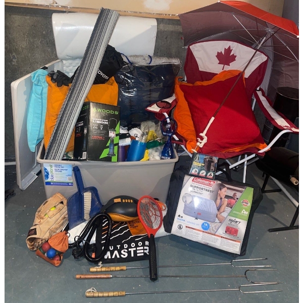 Campers Heaven Pack-Chair, Umbrella, Mugs, Dishes, Pumps, Air Mattress,  & More