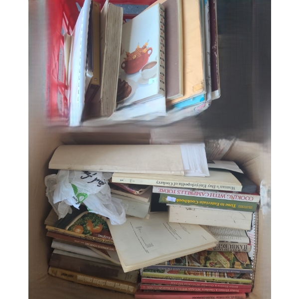 Crate and Box of Assorted Cookbooks