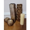 Image 4 : Stunning Hand Wittled Teak Cranes w/ Decorative Bronze Candle Stands Pillars 22T