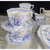 Image 5 : Royal Albert Crown China Blue and White Tea Set with Gilded Edges, 22 Pieces